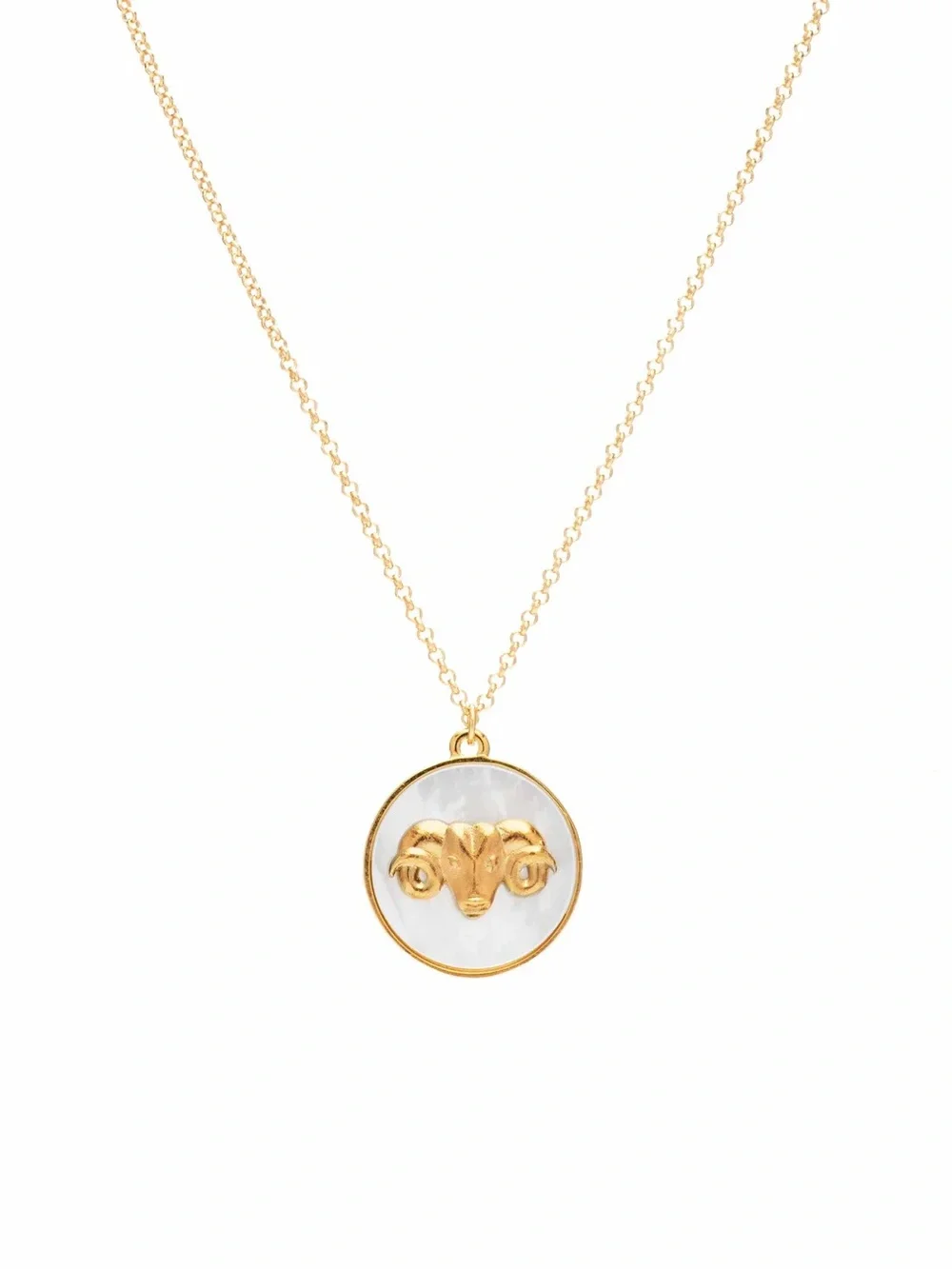 24k Gold Plated Mother of Pearl Zodiac Pendant Necklace NWOT